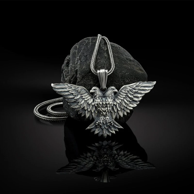 

New double-headed eagle animal pendant necklace men hip-hop punk Jewelry on the neck zodiac tag Man chain necklace accessories
