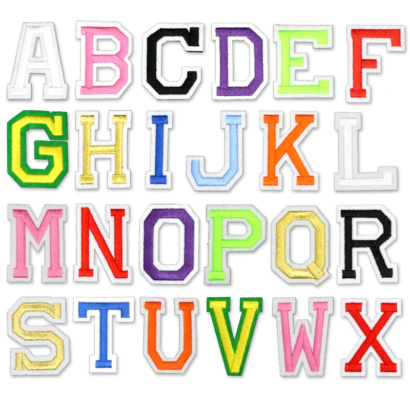 26 шт./лот нашивки с железными буквами для одежды логотип железная нашивка на
