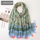 Яркий пляжный шарф, роскошный брендовый большой шарф из вискозы, хиджаб в богемном стиле, шарф с принтом, модные женские шарфы для волос на весну