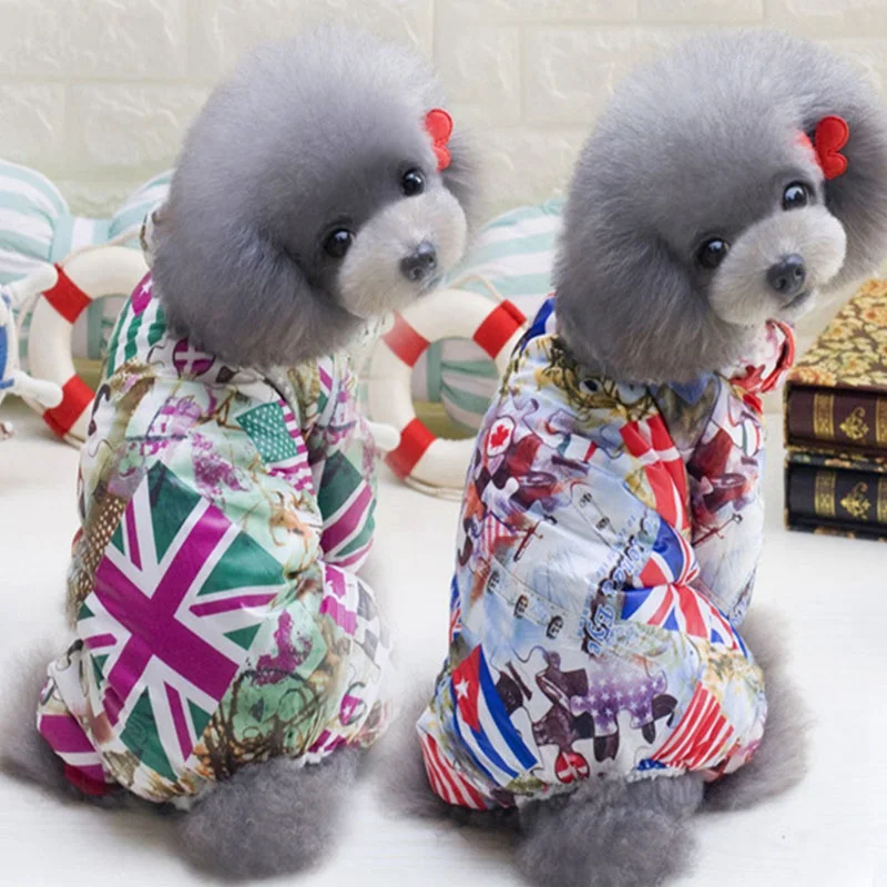 Осенне-зимняя плотная одежда для домашних собак Теплый комбинезон Модная 4 Ногая
