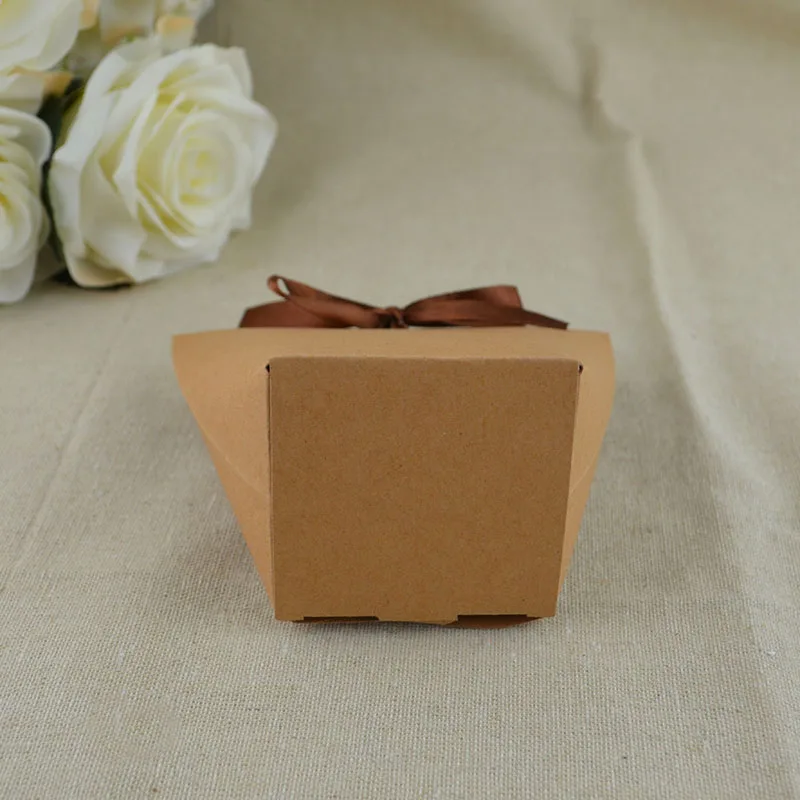 

50pcs Blank Kraft Paper Bag White Black Candy Bag Wedding Favors Gift Box Package Birthday Party Decoration Bags With Ribbon