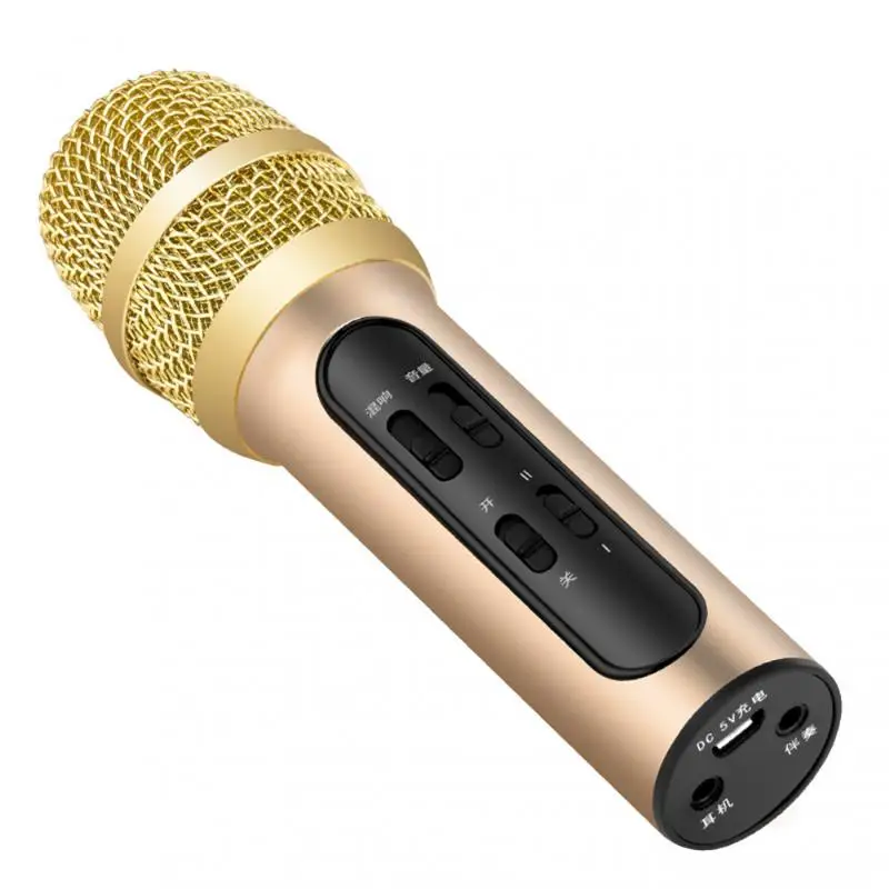

Bluetooth-compatible Handheld Microphone Wireless Karaoke Double Speaker Condenser Mic Player Singing for iOS Android Smart TV