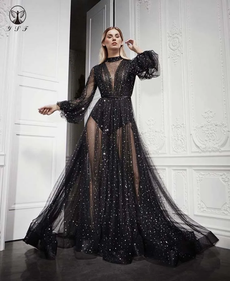 Соблазнительные Черные Блестящие блестящие тканевые трапециевидные платья до