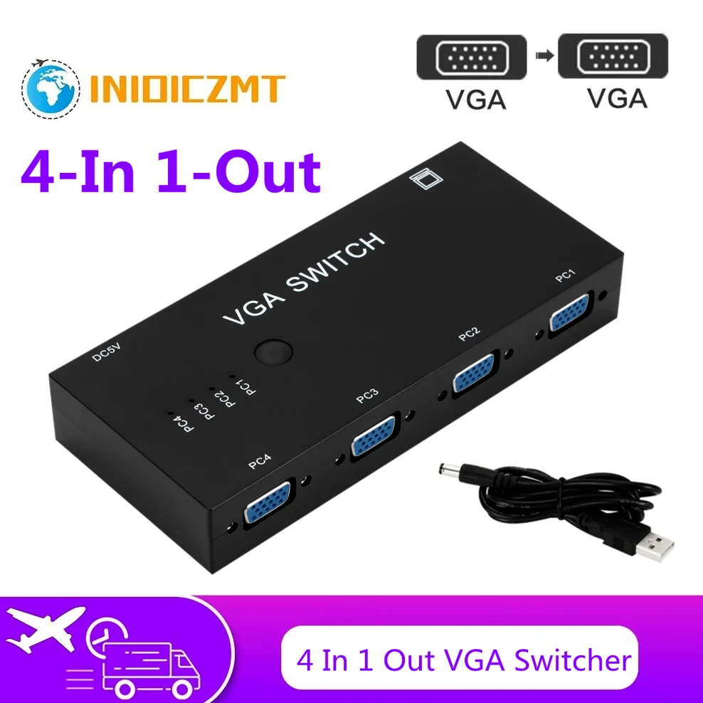 

Коммутатор VGA INIOICZMT 4 в 1, 4 порта, для консолей, ТВ-приставок