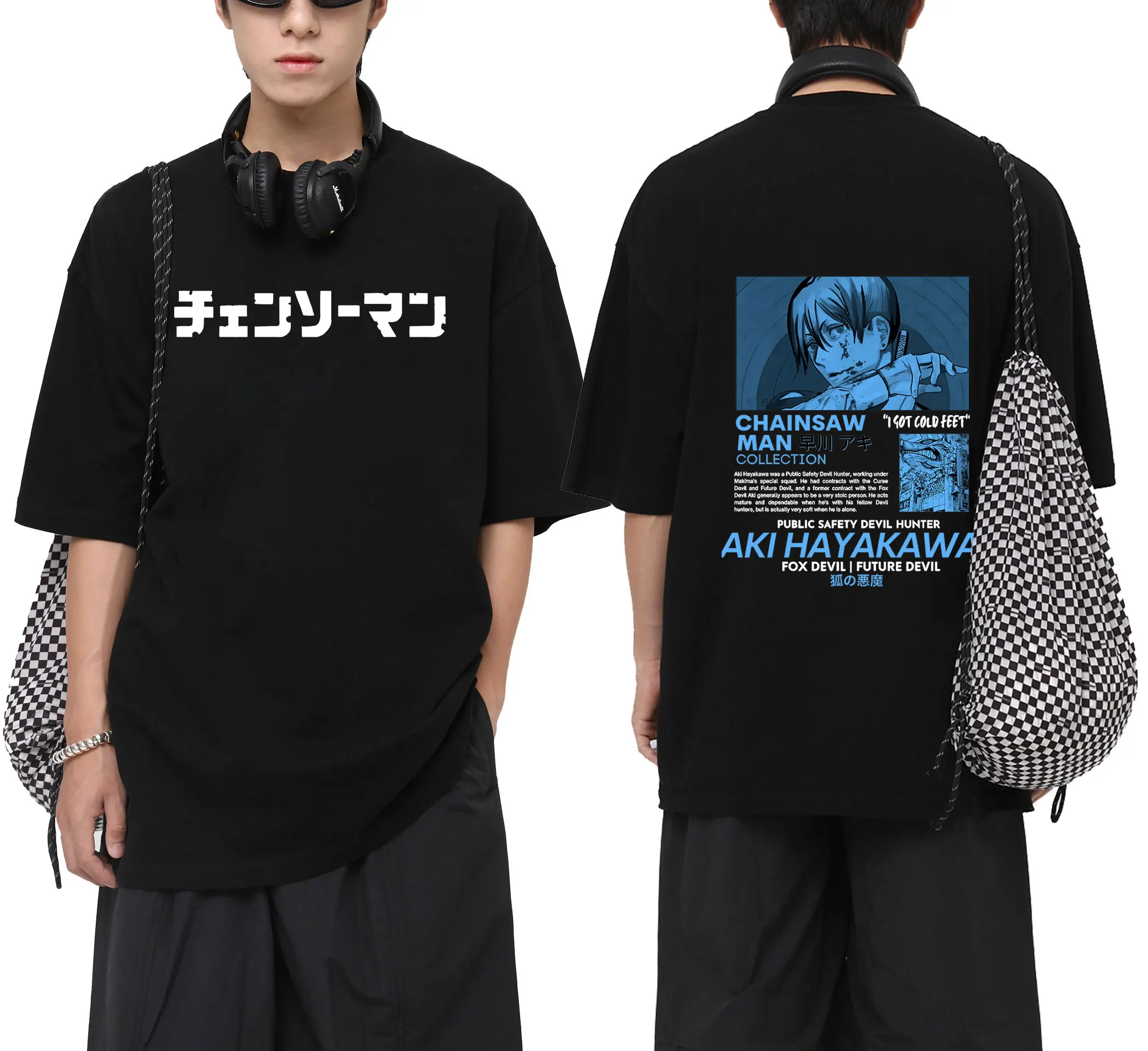 

Japan Anime Chainsaw Man Tshirt Men Summer Loose Tees Fashion Hayakawa Aki Graphics Print T-shirt Fashion Cotton Short Sleeve