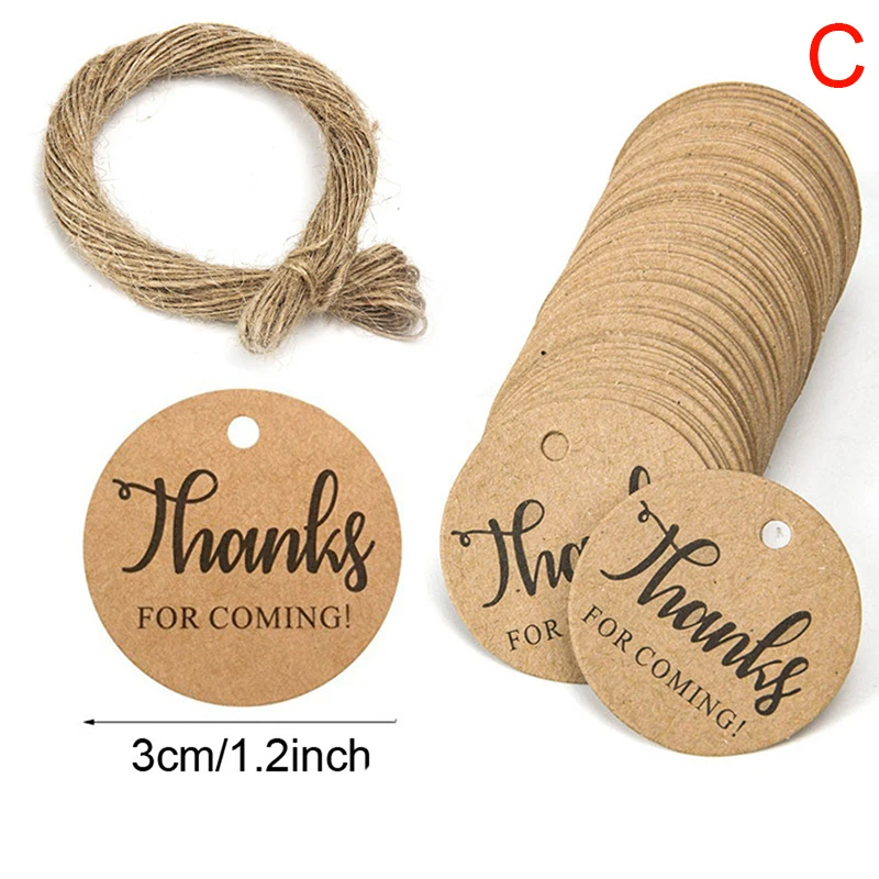 

100pcs Kraft Paper Thank You Tags For Wedding Decoration Party Favors Tags Handmade Labels Jewelry Charms Price Tag DIY Decor