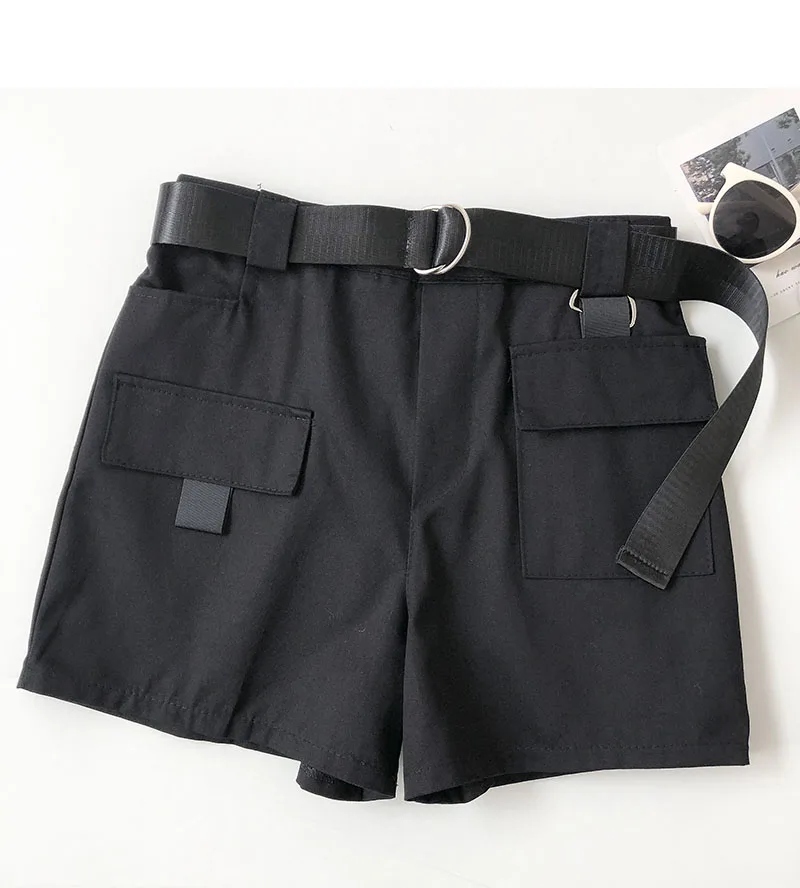 

Летние Новые Стильные корейские повседневные Универсальные женские шорты с высокой талией и поясом