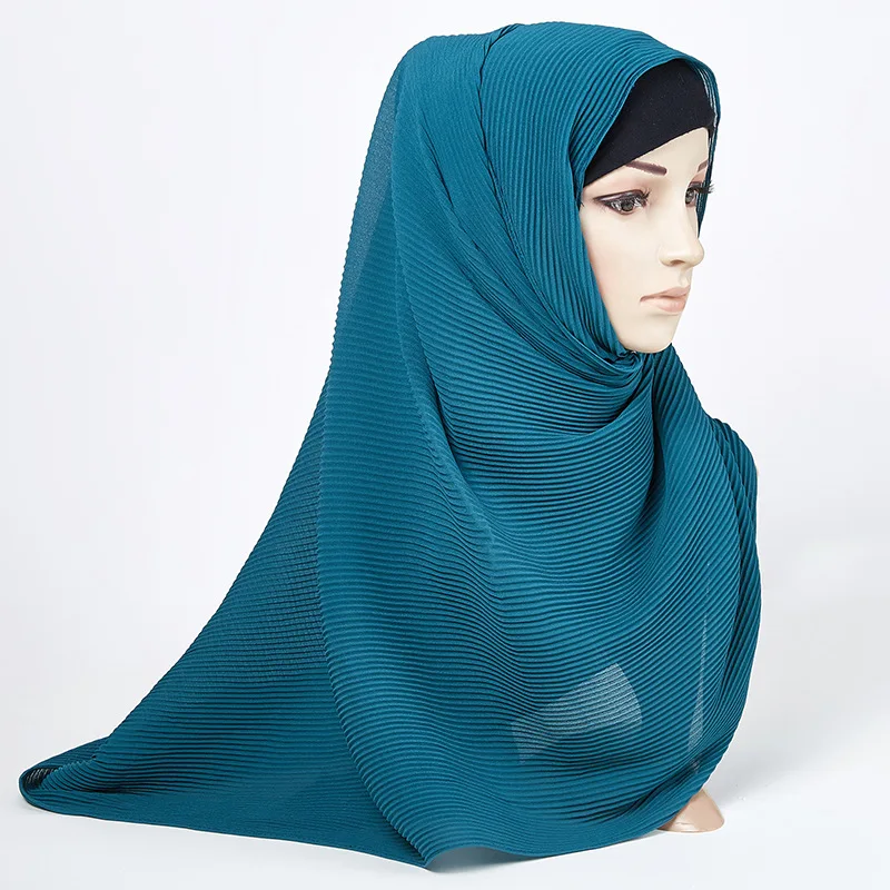 

85 x 180cm pearl chiffon pleated women's monochrome headscarf solid color crumpled turban scarf shawl
