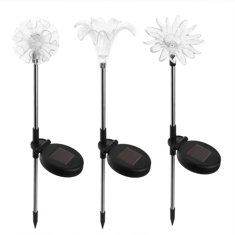 

3Pcs/Set Solar Light Frost Resistance Flower Shape Plastic Decorative LED Light for Yard Waterproof Courtyard Garden Light