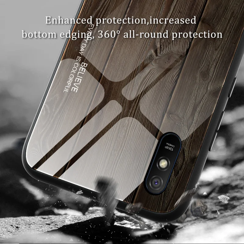 Зеркальный Деревянный чехол из закаленного стекла для Xiaomi Redmi Note 9s 8 8T 7 6Pro 7A 8A K20 Pro