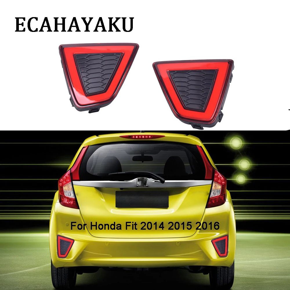 

ECAHAYAKU 1 пара автомобильный Стайлинг светодиодный DRL дневные ходовые огни светильник для Honda Fit 2014 2015 2016 задний бампер стоп светильник