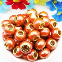 10pcslot big round pearl large hole gold core glass beads charms murano spacer bead charms fit for pandora bracelet bangle diy