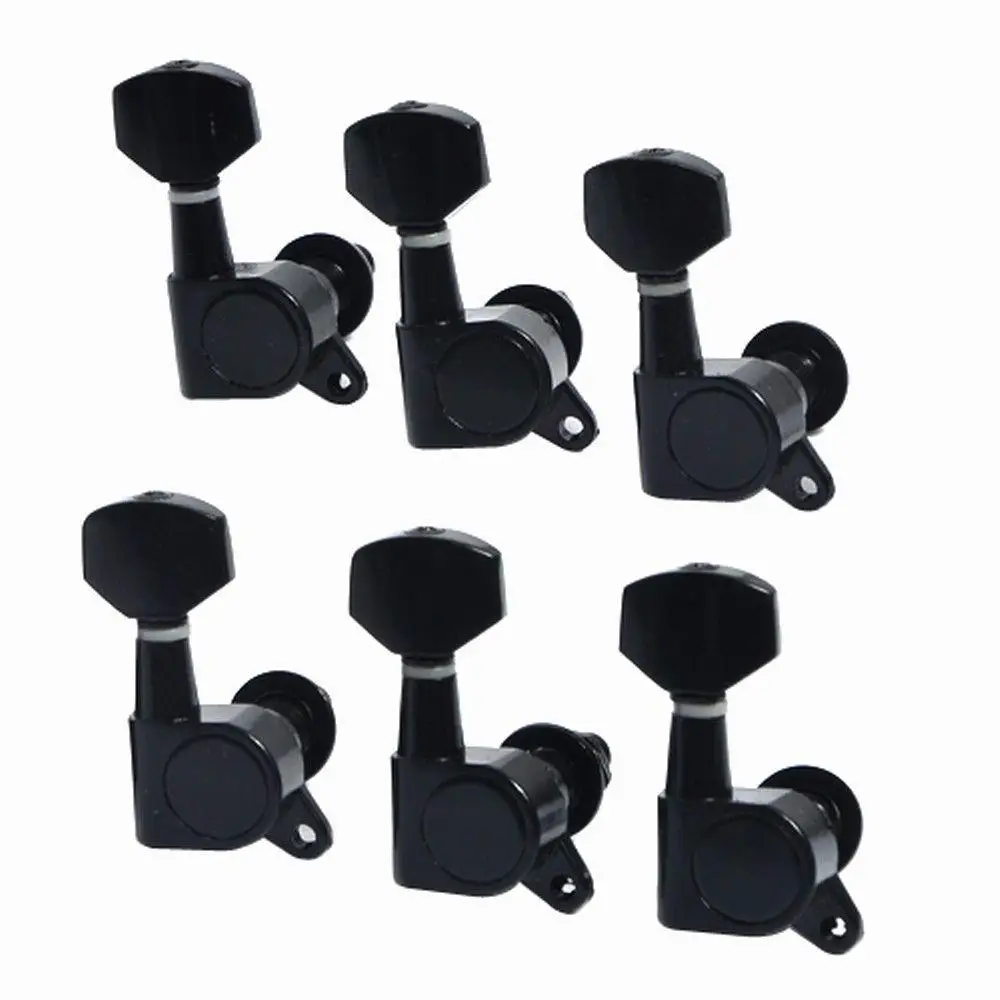 

Electric Parts Guitar Tuning Pegs 3R3L Tuner Right Hand Chrome Tuning Peg Machine Heads Tuners Keys Round Head Black Inline