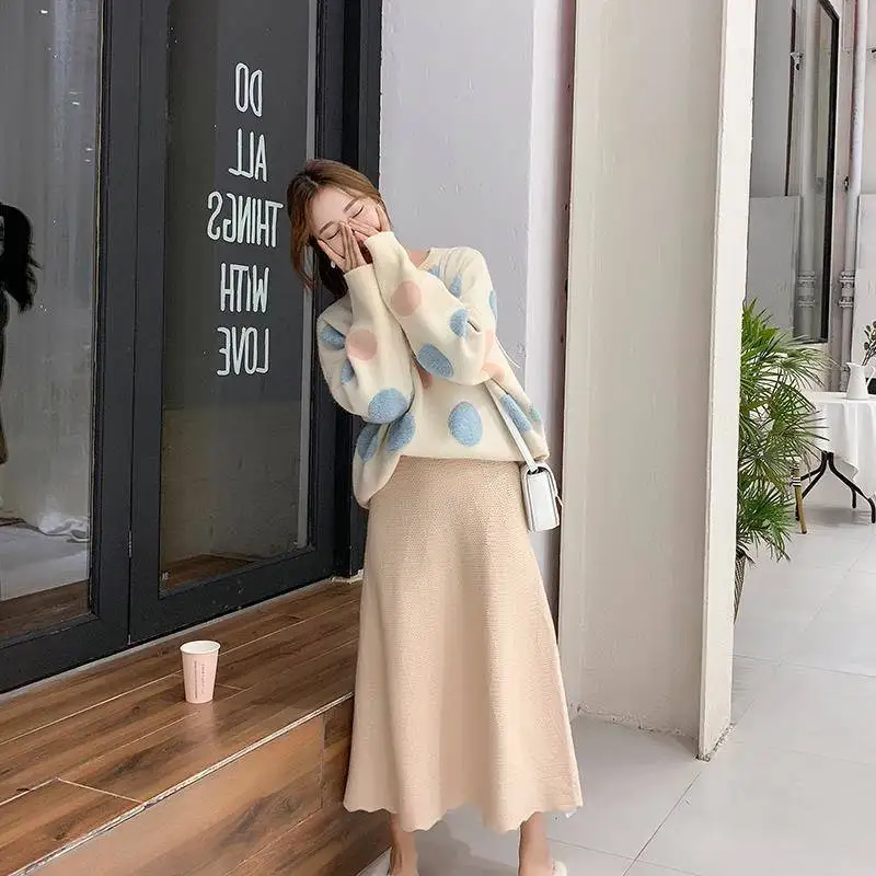 Сетчатый красный женский пуловер Ins Super Fire осенне-зимний милый свободный свитер в