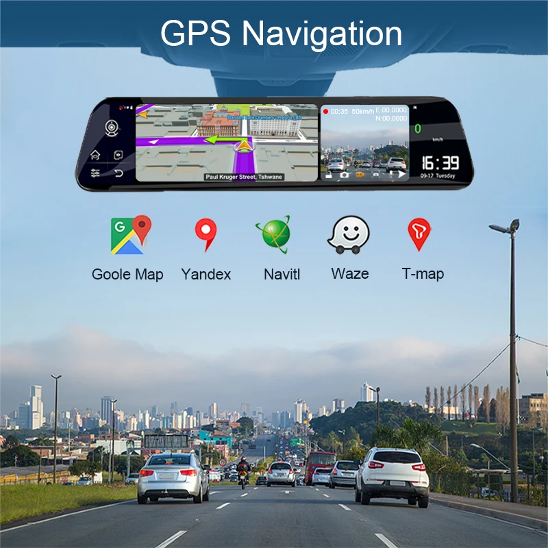 Автомобильный видеорегистратор Anfilite 12 дюймов 4G Android 8 1 GPS-навигация камера в