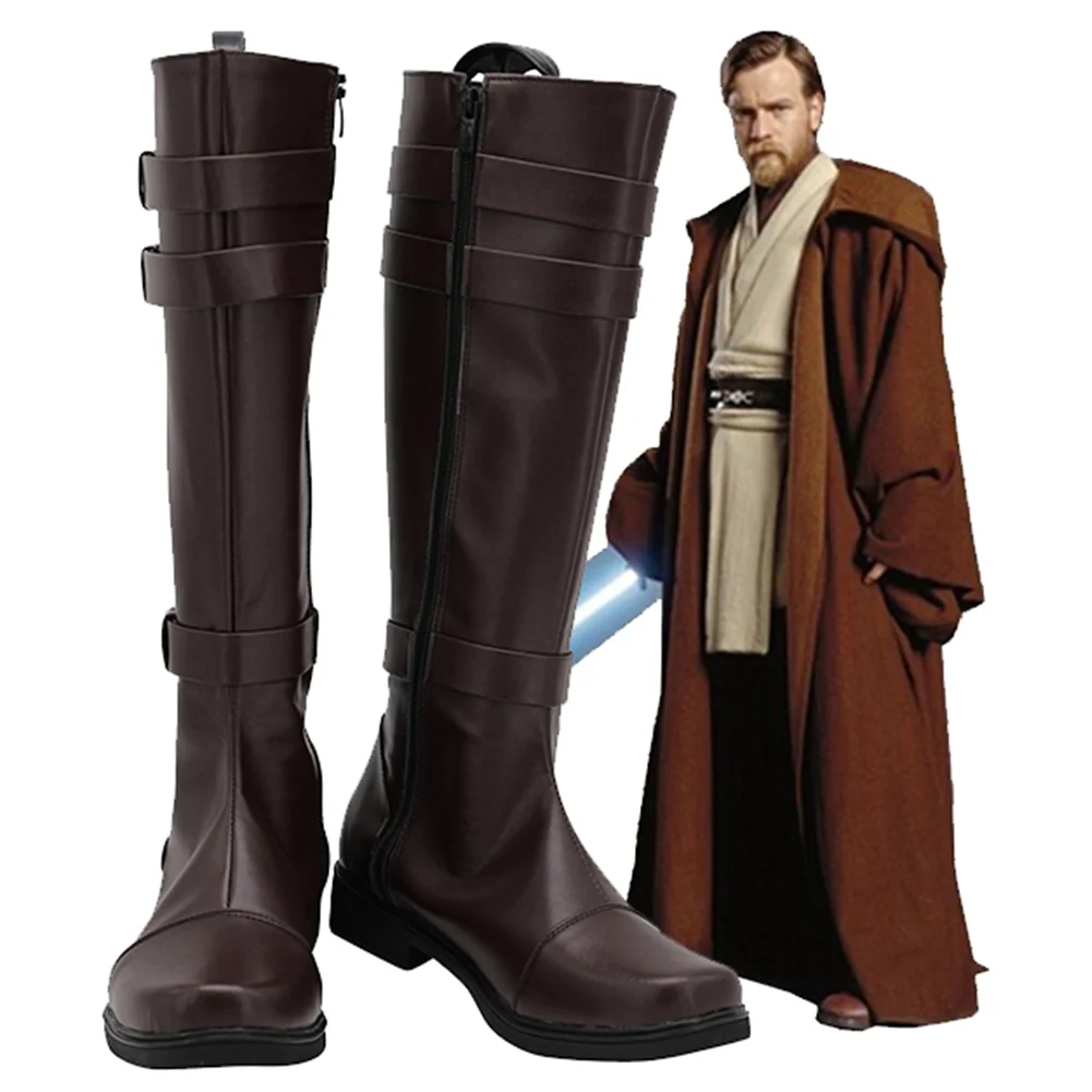 

Star Cosplay Wars Obi-Wan Kenobi Cosplay Boots Leather Autumn Shoes Halloween Carnival Shoes Prop