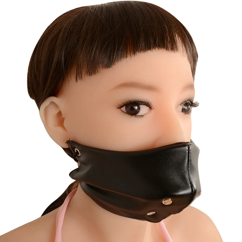 Фетиш бдсм бондаж маска кожаная портупея оральная открытая фиксация кляп для рта