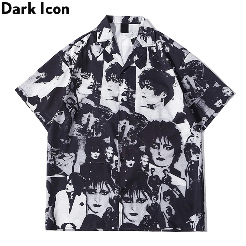 

Dark Icon Full Print Polo Shirt Men Turn-down Collar Vintage Street Men's Shirt Short Sleeve Male Top