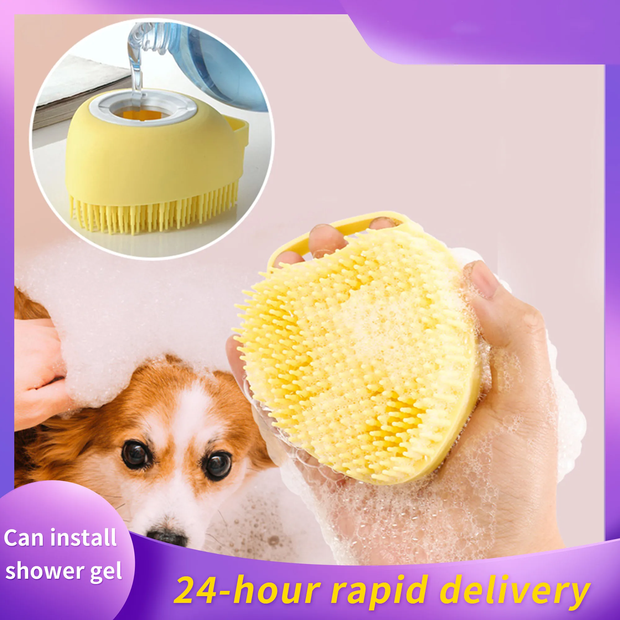 

Pet Bath Brush Puppy Big Dog Cat Bath Massage Glove Brush Soft and Safe Silicone Body Bathing Hair Clean For Baby