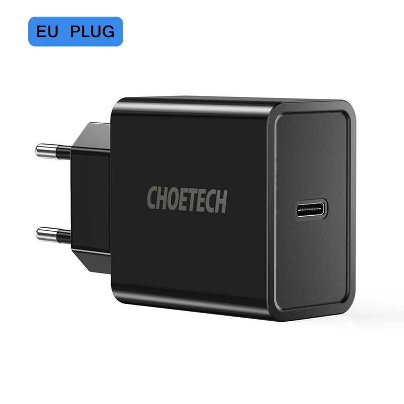 EU Plug CHOETECH Зарядное устройство USB type-C, 18 Вт, штепсельная вилка европейского стандарта, быстрая зарядка USB C PD, настенное зарядное устройство USB для samsung, зарядное устройство для мобильных телефонов - Тип штекера: EU Plug