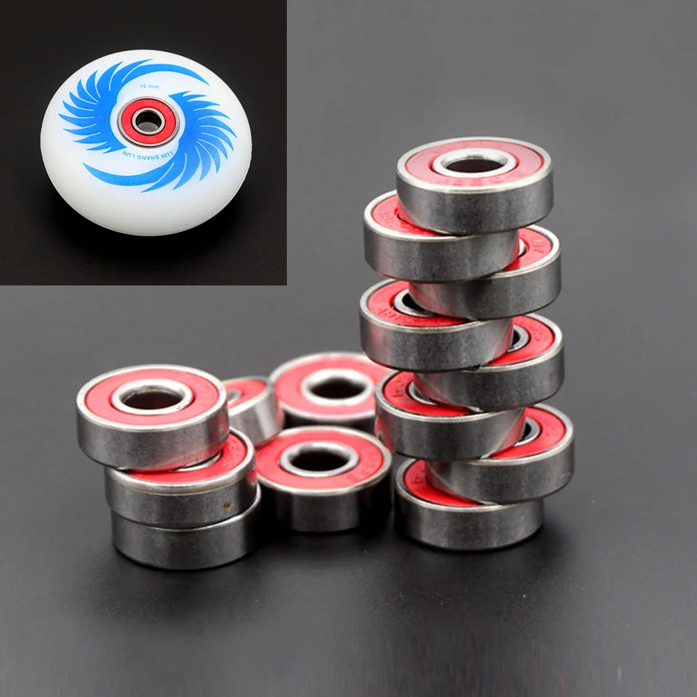 

10pcs Sports Steel Easy Carry Skateboard Longboard 608zz Replacement Parts Quiet Double Sided Explosion Proof Wheel Bearing
