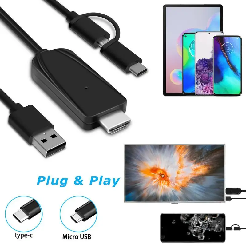 Адаптер-конвертер 2 в 1 с USB на HDMI 1080P | Электроника