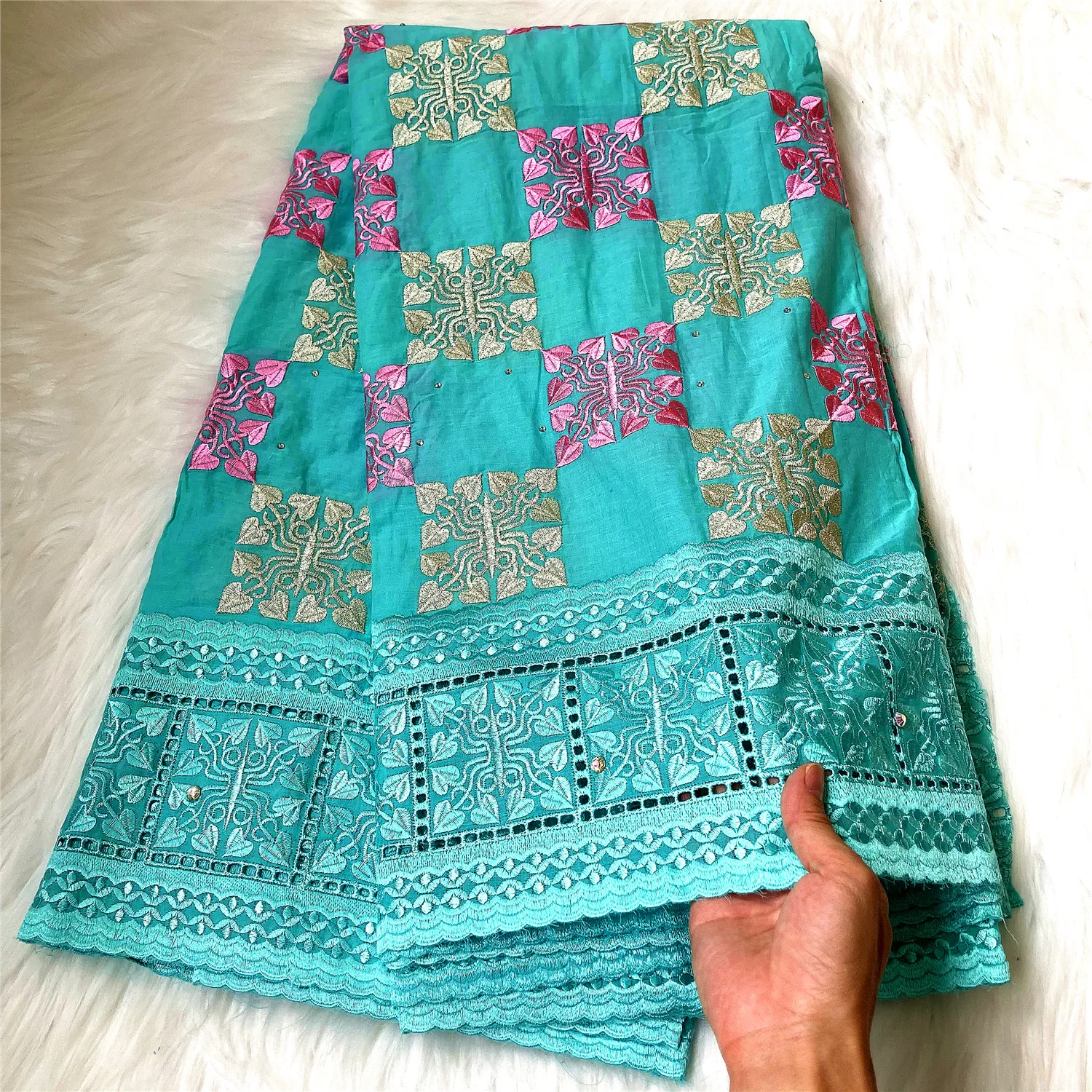 Красивая африканская швейцарская вуаль кружевная ткань 100% Хлопок Вышитая 2021