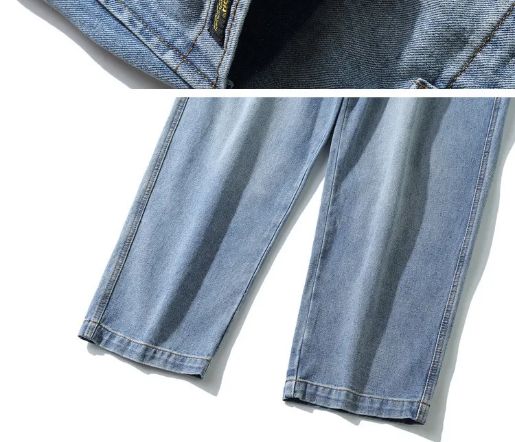 

Street tide brand washed old straight jeans men's Japanese youth loose harem pants