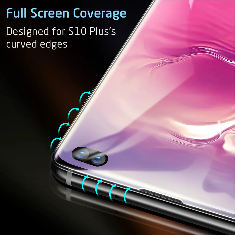 Защитное стекло ESR для Samsung S10 Plus закаленное 3D 9H с полным покрытием Защита экрана