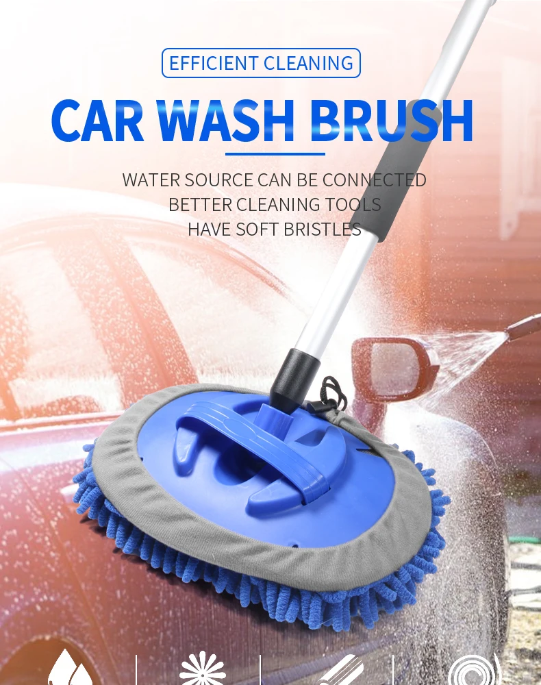 Car Wash Brush Cleaning Mop Chenille Broom Water Flow Windows Squeegee Telescoping Handle Foam Bottle Car Accessories Xammep