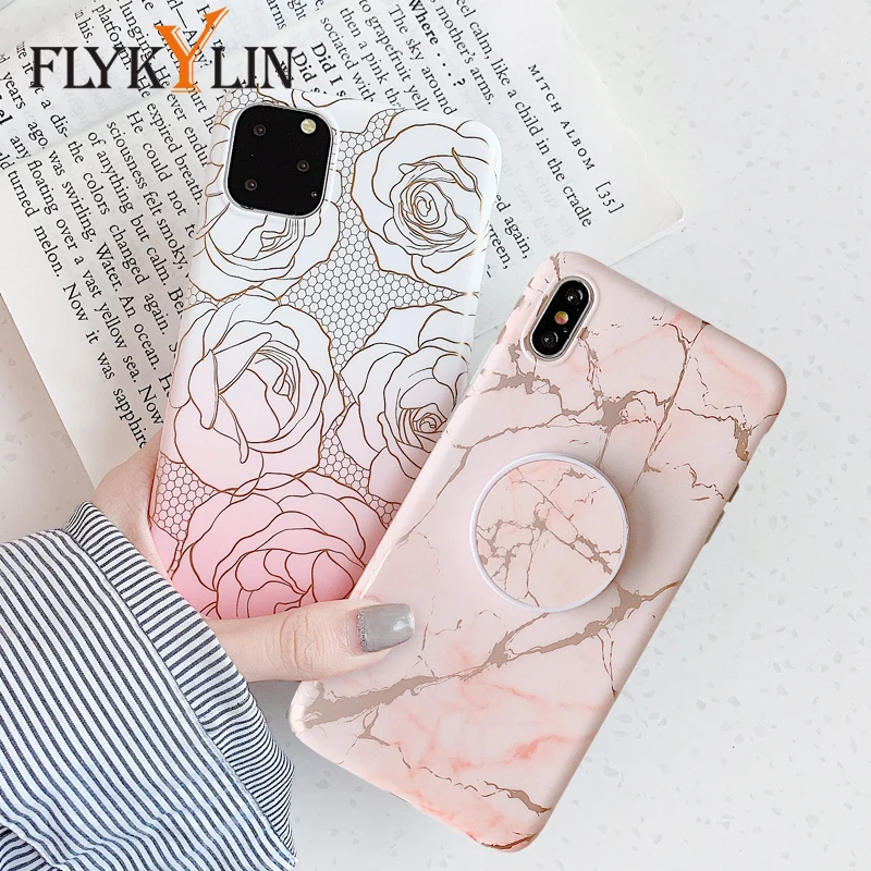 FLYKYLIN мраморный чехол для iPhone 11 12 Pro Max задняя крышка Samsung Galaxy S10 + S9 S8 Note 8 9 мягкий