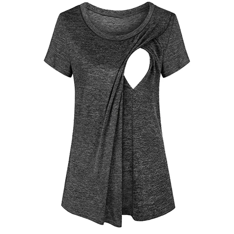 

Maternity Women's Splicing Short Sleeve Tees Maternity Lactation Round Neck T-shirt Maternity Dress