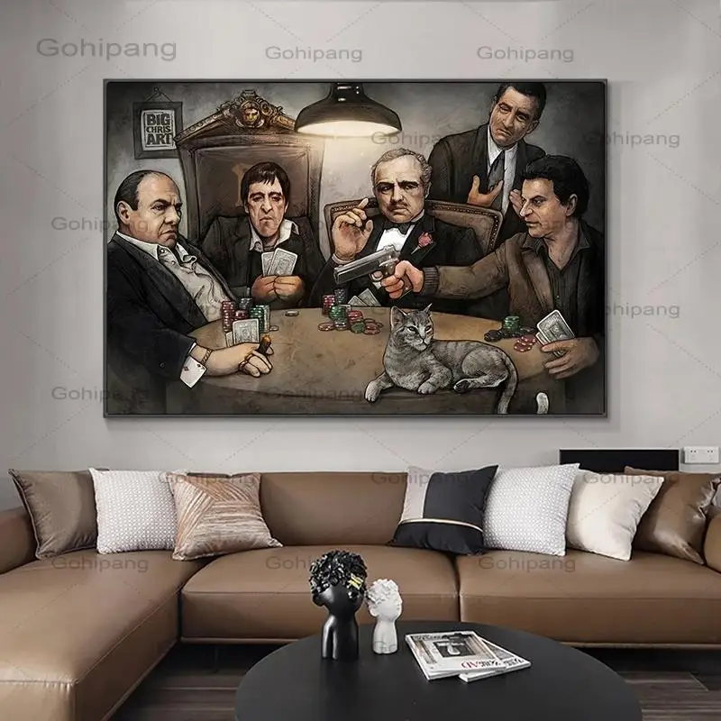 

Gangsters Playing Poker By Chris Iconic Oil Painting On Canvas Print Nordic Poster Wall Art Picture for Living Room Home Decor