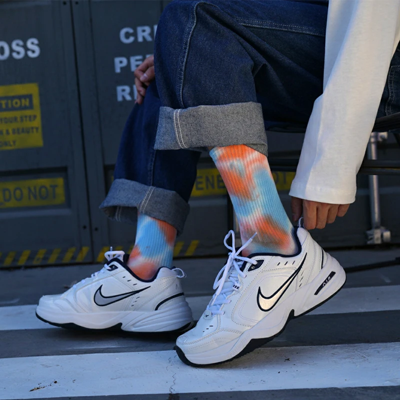 3 Pairs/Box Tie-dye Streetwear Stockings Cotton Harajuku Whirlpool Fashion Dunk HipHop Basketball Gifts for Men Women Long Socks
