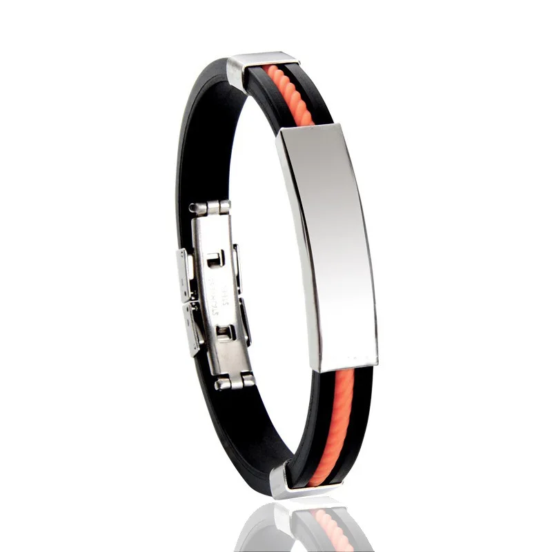 

Custom Logo Name Engrave Silicone Bracelet Inscription Friendship Bracelets For Women Men ID Bracelet Luxury Snap Button Jewelry