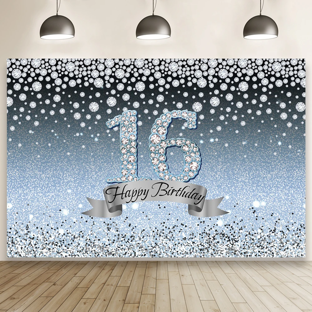 

Laeacco 16st Birthday Background Photocall Diamond Glitter Dot Polka Custom Portrait Photographic Backdrop For Photo Studio