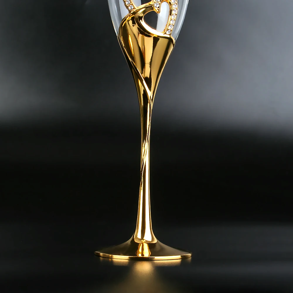 2PCS/Set Gold Wedding Champagne Toasting Glasss For Bird And Groom Party Dessert Glass Gift For Marriage Couple Cake Table Decor