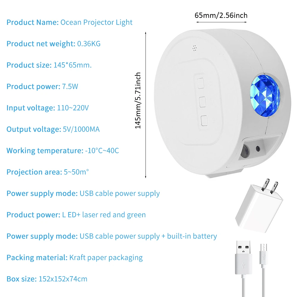 

3 Colors Mode Star Projector Night Light Ocean Wave Star Light Rotating LED For Children Adult Bedroom Decoratio Sky Projector