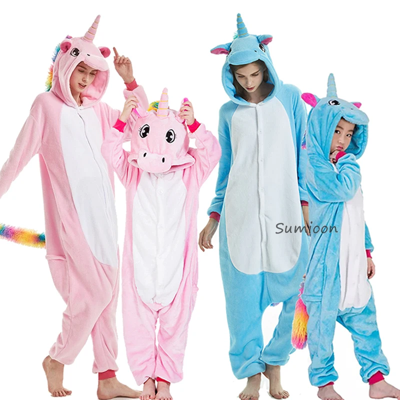 

Boys Girls Kigurumi Pajama Sets Panda Unicorn Pajamas For Women Pijimas Onesie Adults Animal Sleepwear Winter Warm Pyjamas Kids