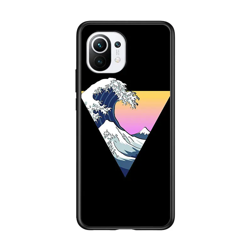 

Japanese Wave Art for Xiaomi Mi 11 10T Note 10 Ultra 5G 9 9T SE 8 A3 A2 A1 6X Pro Play F1 Lite 5G Black Phone Case