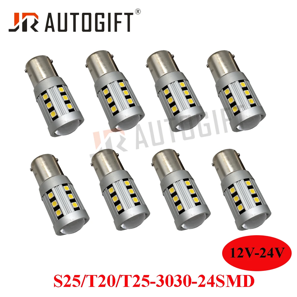 10PCS Car-styling 3030 24 SMD 1156 1157 3156 3157 7440 7443 Base Type Led Bulb 12V-24V Parking Driving Backup Turn Tail Light | Автомобили