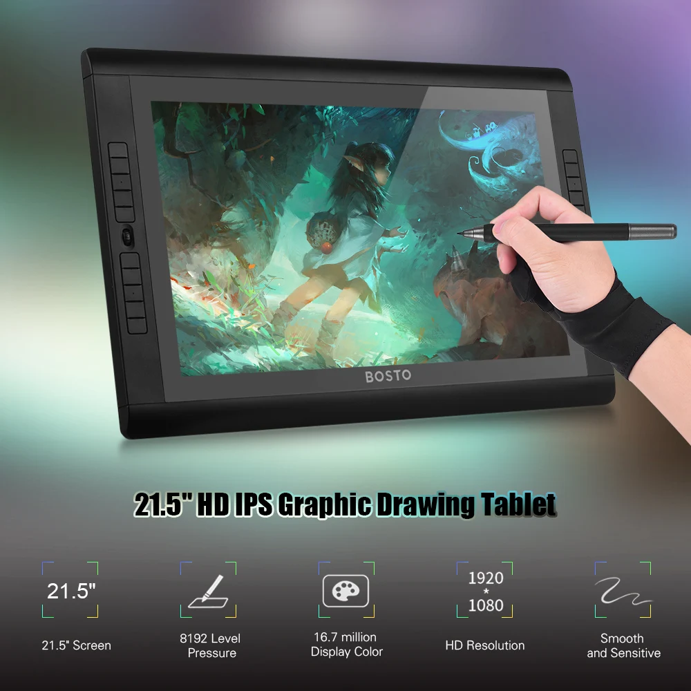 BOSTO 22UX 21 5 Дюймов графический планшет монитор для рисования IPS Экран дисплея 1920*1080