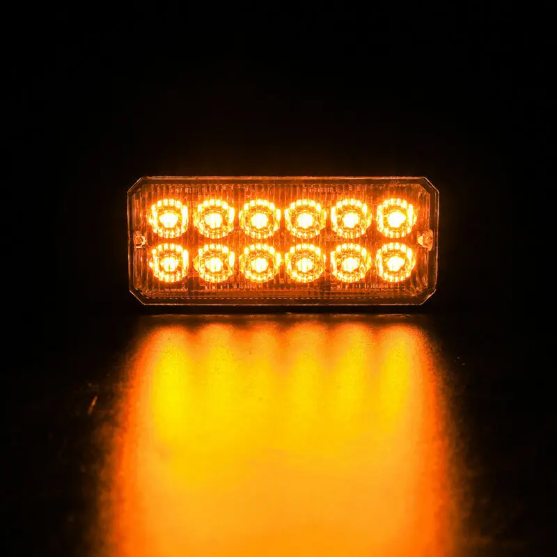 

12LED Car Emergency Light Amber Beacon Warning Hazard Strobe Light Bar
