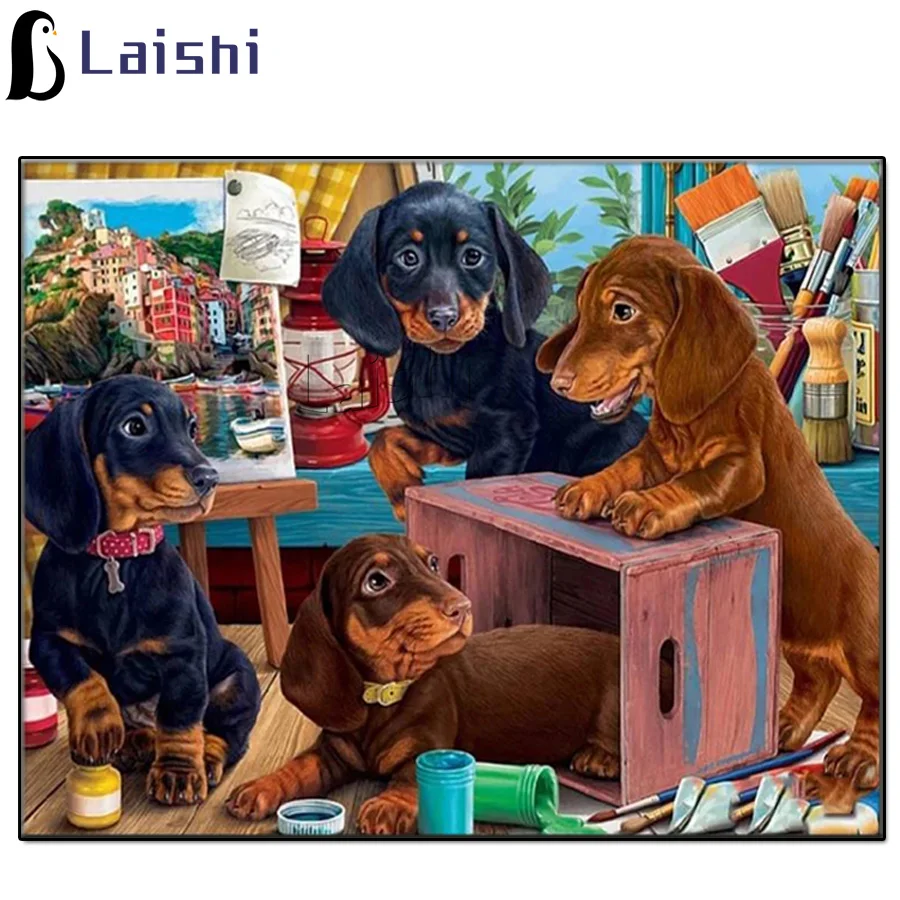

5d Cartoon Animal Puppy full Square Round Diamond Painting Mosaic Cross Stitch kit diamond Embroidery Animal Home Decoration