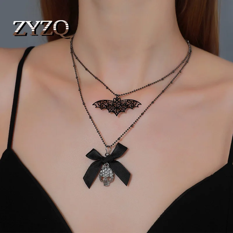 ZYZQ готическое ожерелье с черепом летучая мышь для женщин индивидуальное
