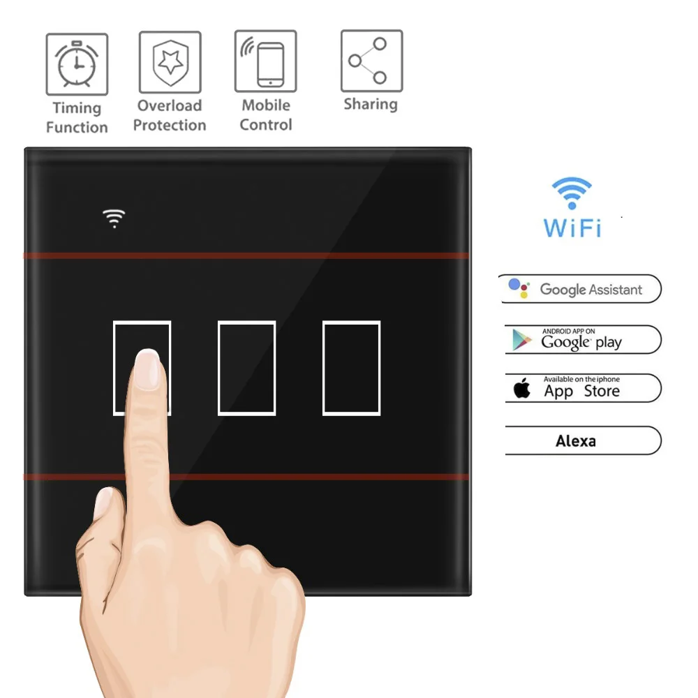 Стандарт ЕС 1/2/3/полоса WiFi сенсорный Умный настенный выключатель только онлайн