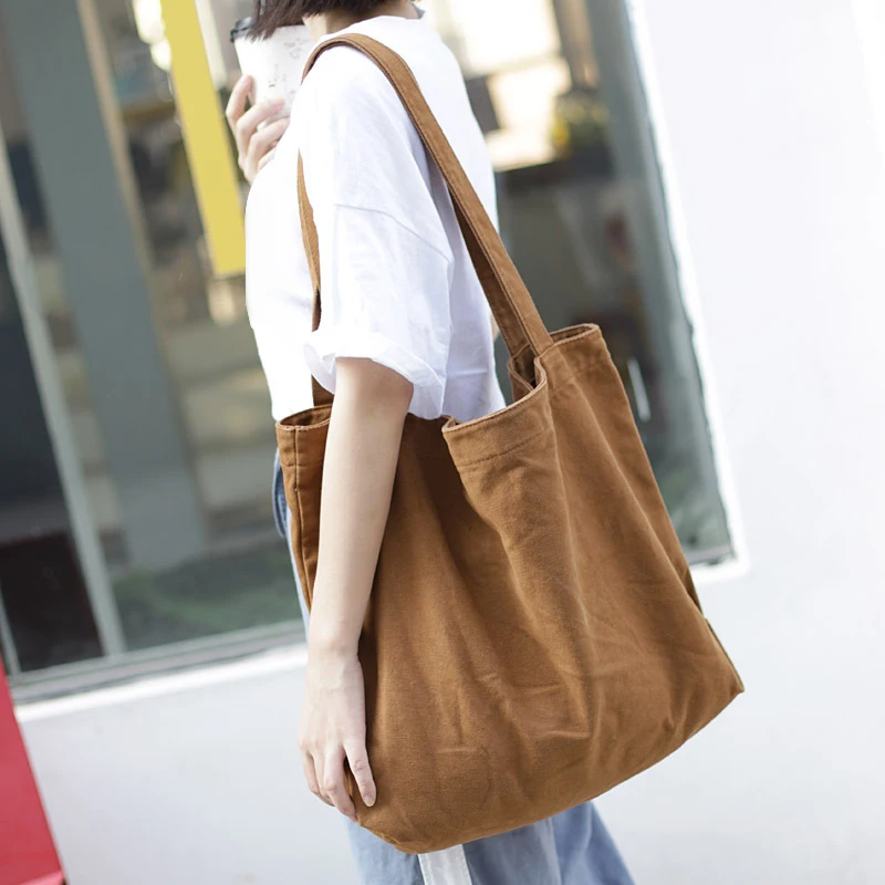 

Canvas Handbag Simple Men's Large-Capacity Cotton Tote Bag Women's Reusable Shopping Bag