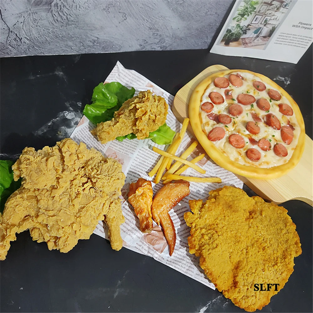 

simulation food restaurant shop store decoration display props fake burgers pizza Fried chicken wings Drumsticks chops model