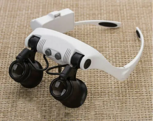 Бинокулярная Лупа со светодиодной подсветкой увеличительное стекло для часов