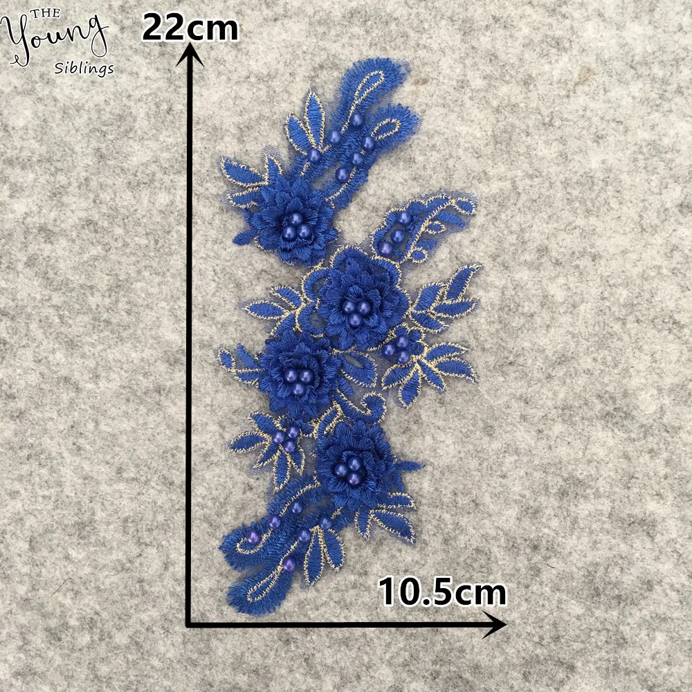 Синяя вышивка кружевной воротник украшение искусственное кружево искусственная